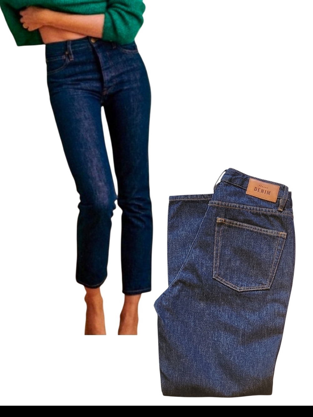 NEW Sezane Brut Sexy High Waist Button Fly Indigo Tapered Leg Jeans Sz 28 / US 6